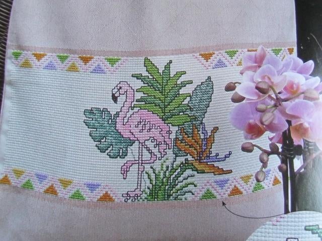 Borduurpatroon  Flamingo  rand  nr 9868, Verzenden, Nieuw, Handborduren, Patroon