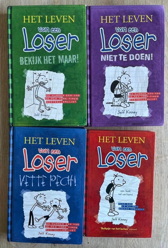 4 boeken Het Leven van een Loser - Jeff Kinney, Ophalen of Verzenden, Zo goed als nieuw, Verhalen