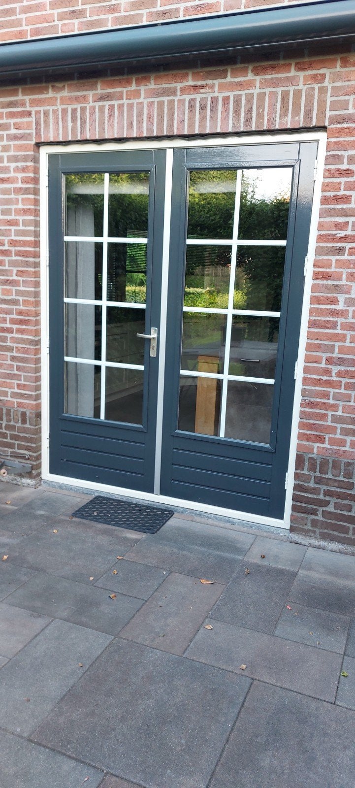 Dubbele buitendeur met thermopane glas en roedeverdeling, Doe-het-zelf en Verbouw, Ophalen, Gebruikt, 80 tot 100 cm, Buitendeur