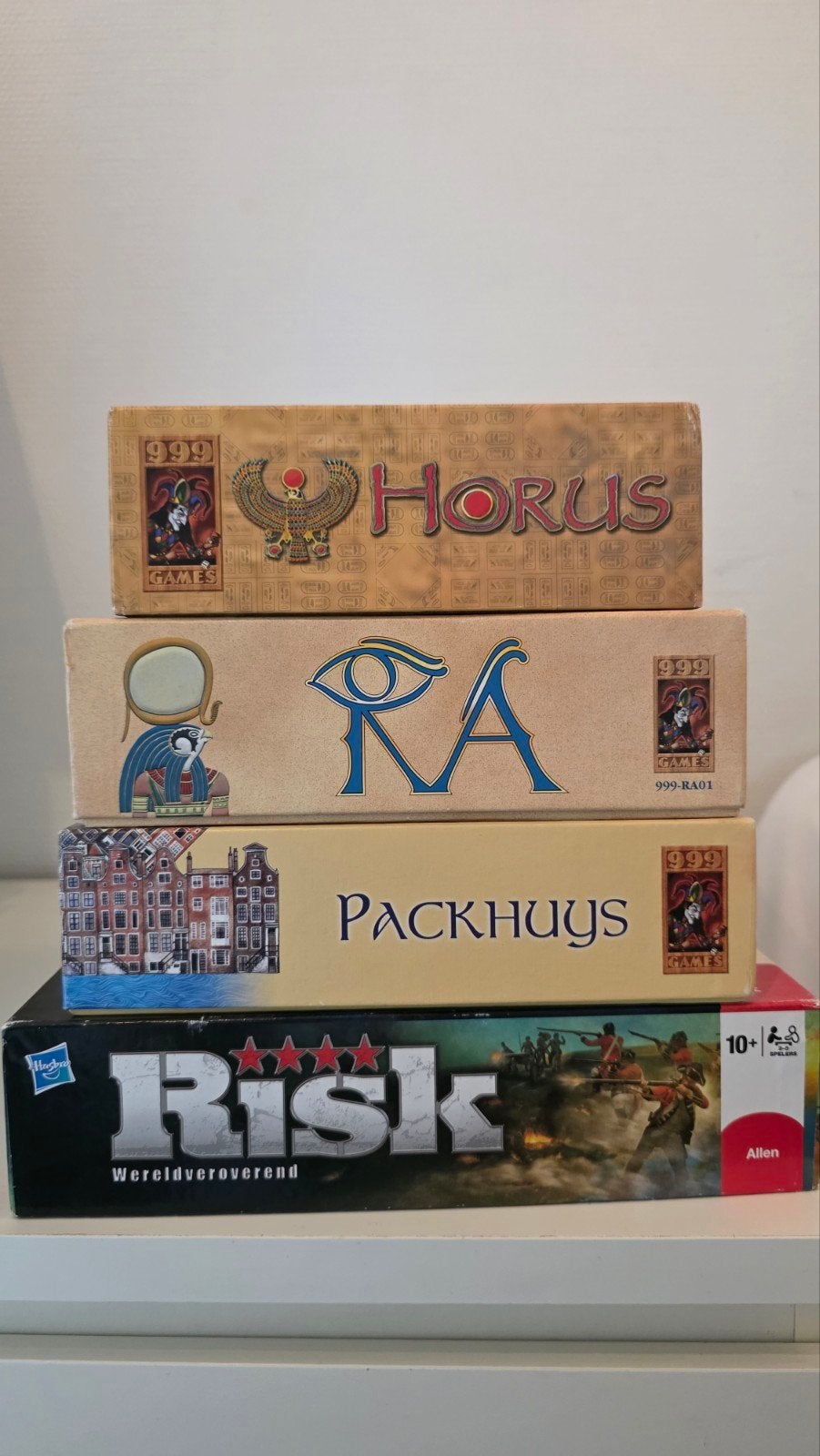 999 gsmes horus, ra, pakhuis, risk, Hobby en Vrije tijd, Gezelschapsspellen | Bordspellen, Ophalen of Verzenden, Zo goed als nieuw