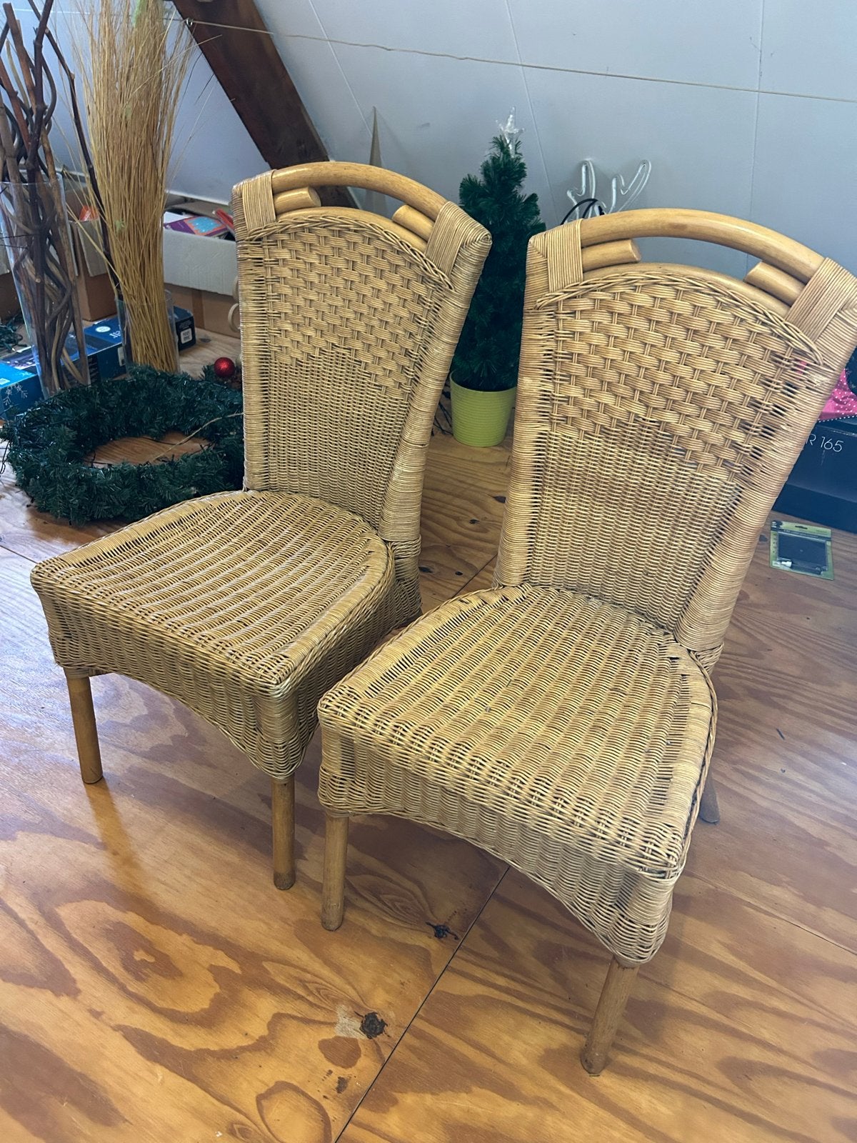 Set van 2 rotan eetkamerstoelen, Huis en Inrichting, Stoelen, Ophalen, Gebruikt, Twee, Overige kleuren
