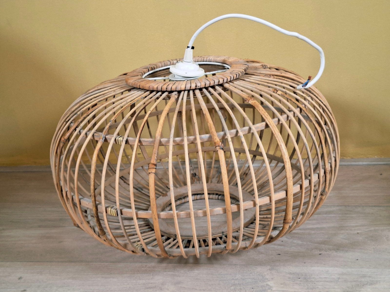 Mooie rotan hanglamp 50 cm, Ophalen, Natuurlijk materiaal