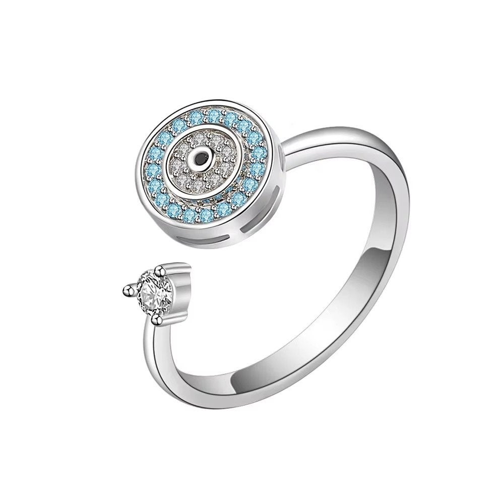 Fidget Spinner Ring met Boze Oog Bescherming, Met kristal, IJzer of Staal, Nieuw, Ophalen of Verzenden
