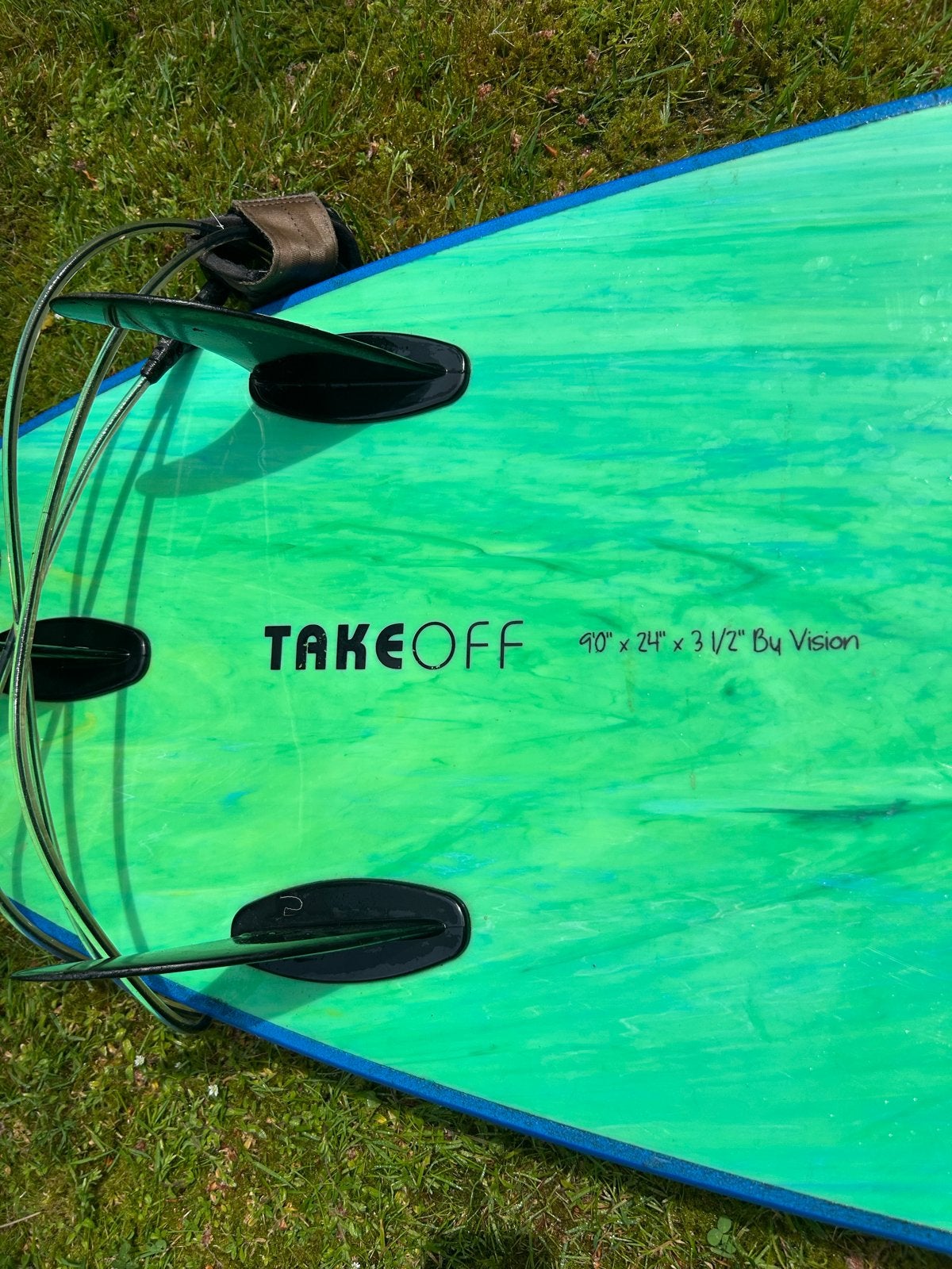 Vision Takeoff Softtop Surfboard 9'0", Watersport en Boten, Golfsurfen, Gebruikt, Longboard, Met vinnen, Met koord, Ophalen