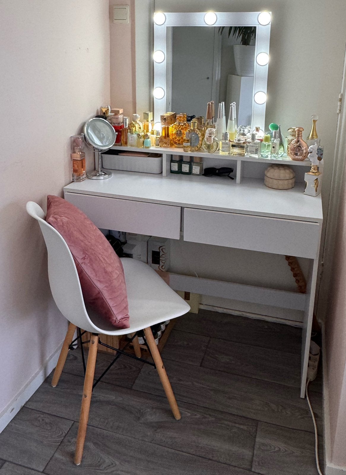 Make up tafel met bijbehorende hollywood spiegel, Ophalen, Zo goed als nieuw, 50 tot 100 cm, 150 tot 200 cm