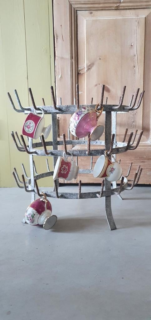 Frans zinken druiprek/ pinnenrek/ flessendruiprek/ druiprek, Ophalen, Metaal, Minder dan 50 cm