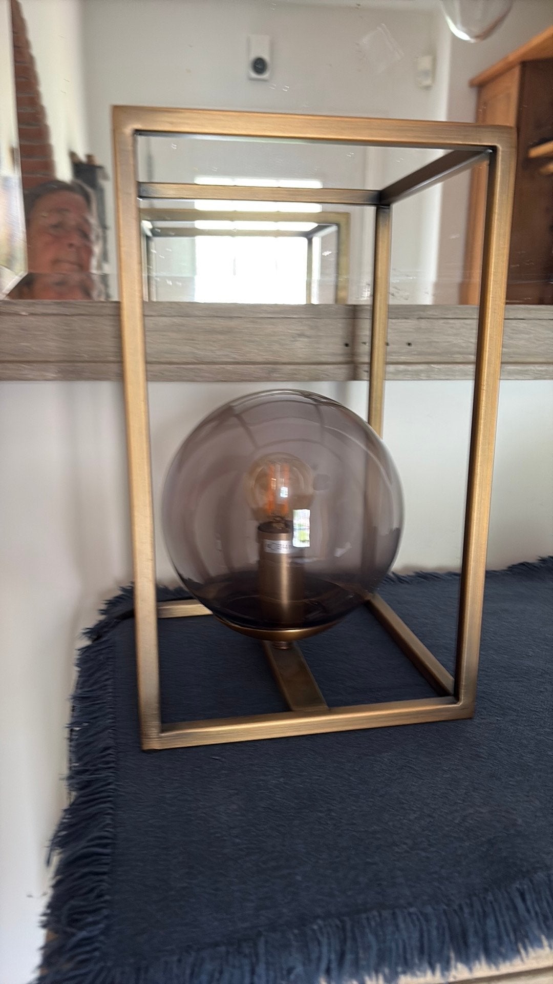 LAMP METAAL/GLAS KUBUS VORM, Ophalen, Metaal, Minder dan 50 cm