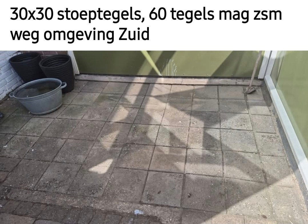 Gratis stoeptegels 30x30 cm in Veenendaal, Ophalen of Verzenden