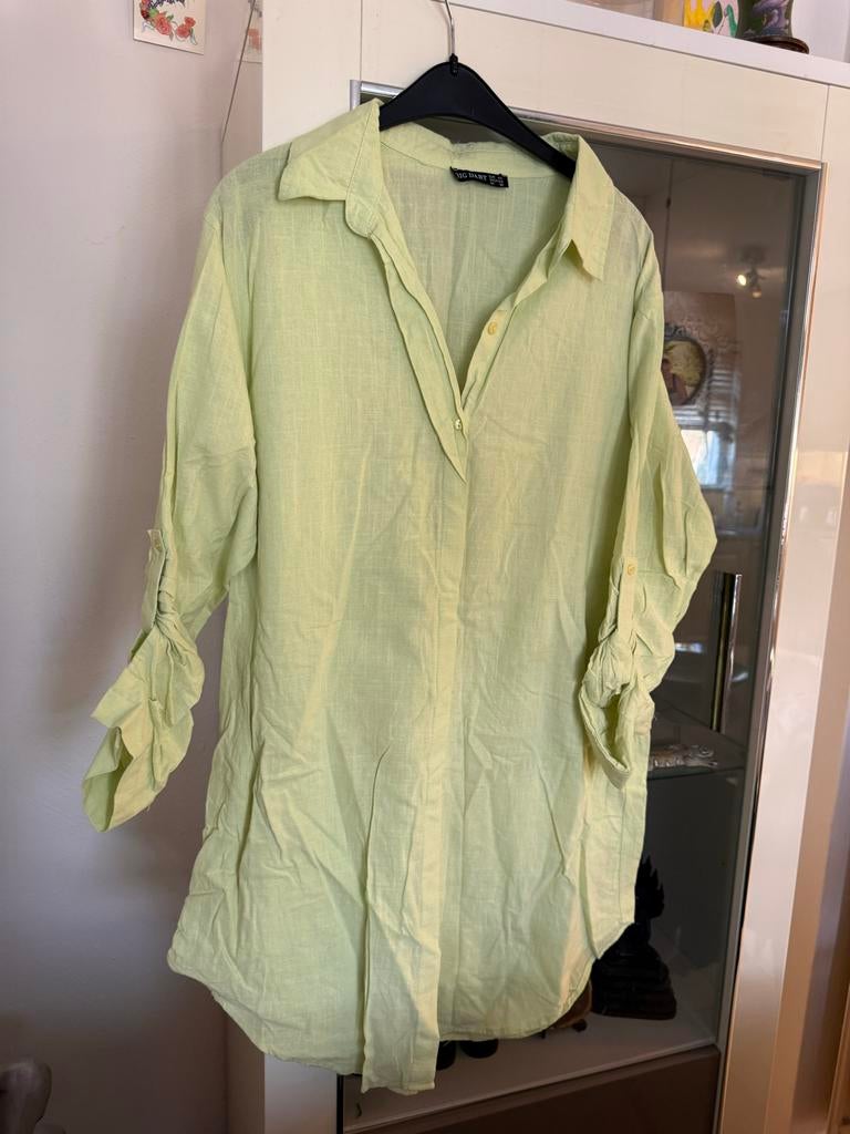 Lichtgroene viscose blouse van Big Dart, maat 44, Kleding | Dames, Ophalen of Verzenden, Zo goed als nieuw, Maat 42/44 (L), Groen
