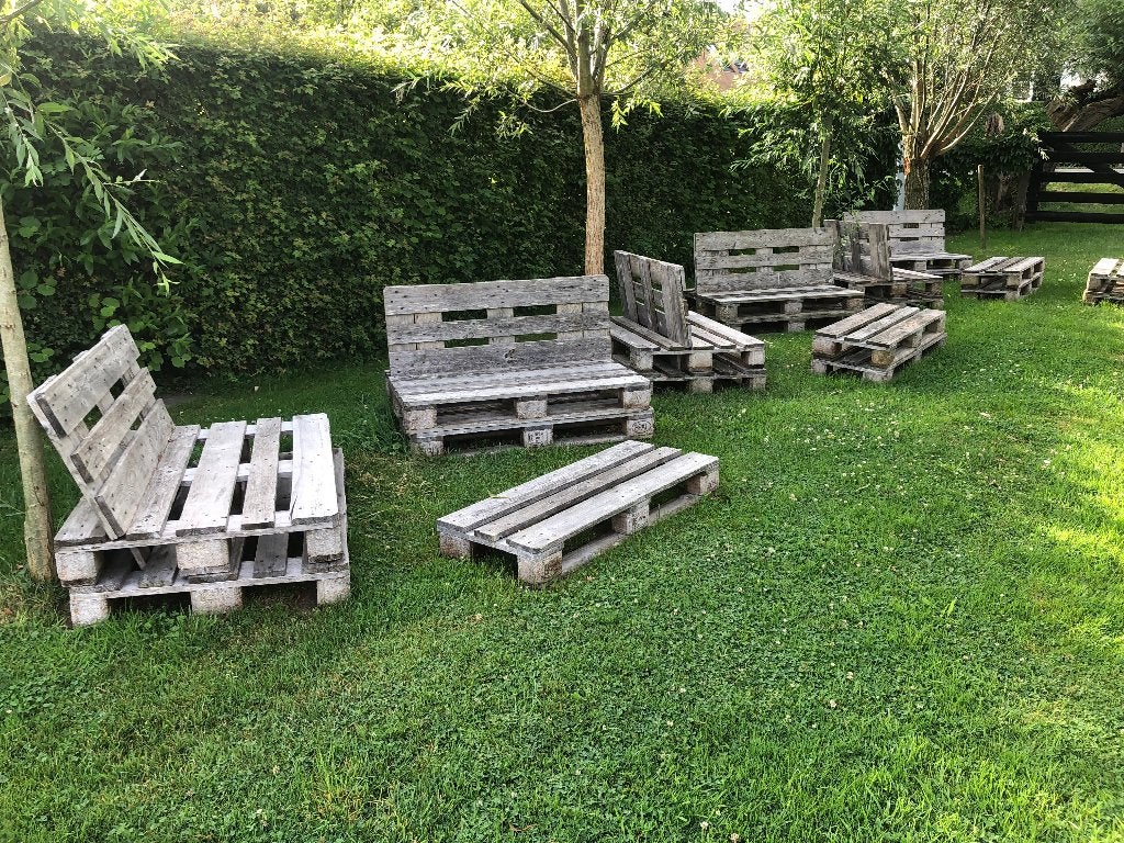 Pallet tuinbanken te koop, Tuin en Terras, Ophalen, Gebruikt, Hout