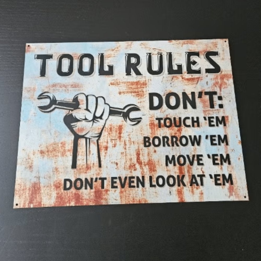Tool Rules Wandbord – Garage & Werkplaats Decoratie, Industrieel, 33 cm, 44 cm, Meerkleurig