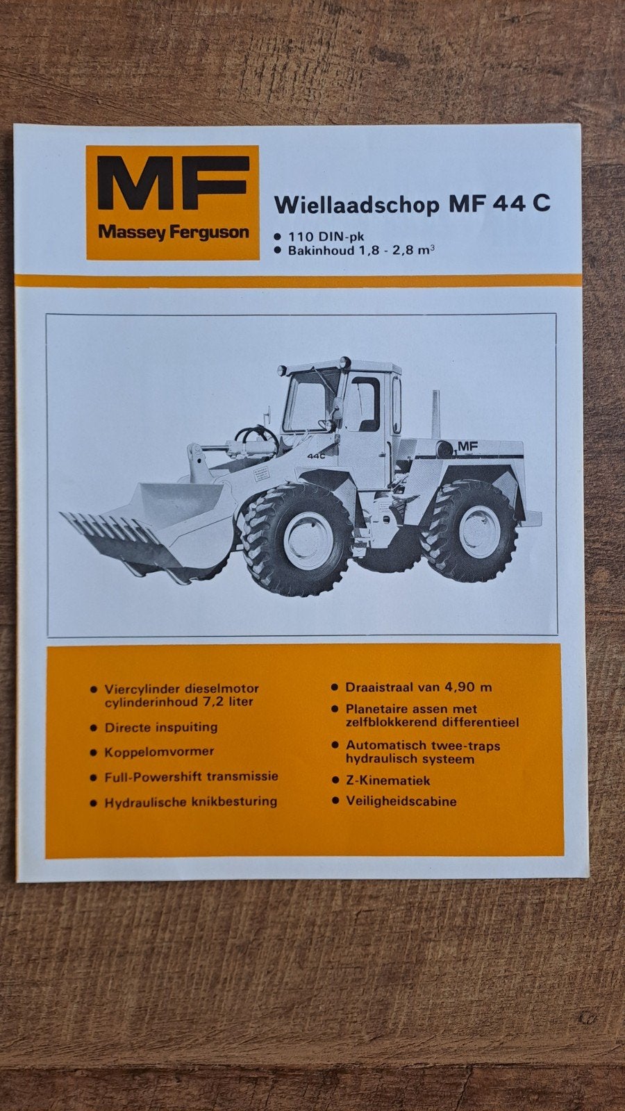 folder MF Massey Ferguson MF 44 C wiellaadschop, loader, Ophalen of Verzenden, Zo goed als nieuw, Folder