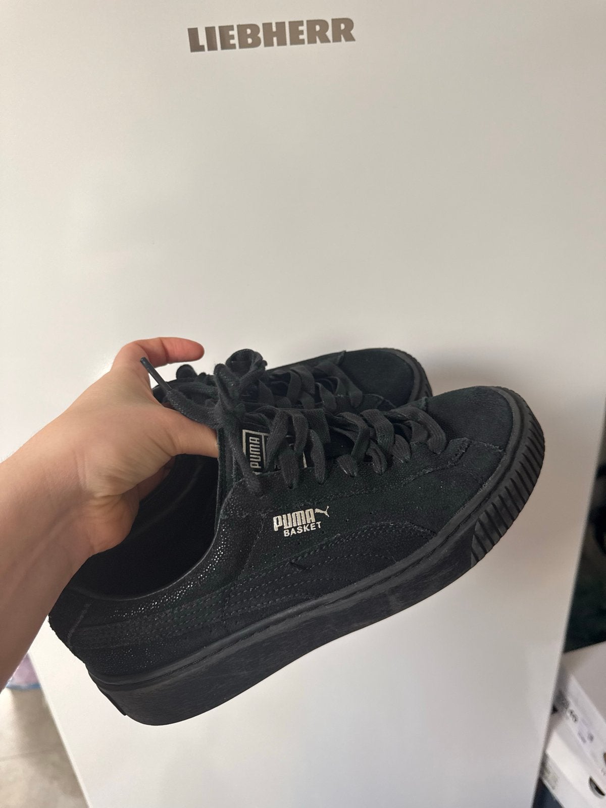 Puma Basket Platform Sneakers Zwart Maat 38, Ophalen of Verzenden, Gedragen, Zwart, Sneakers of Gympen