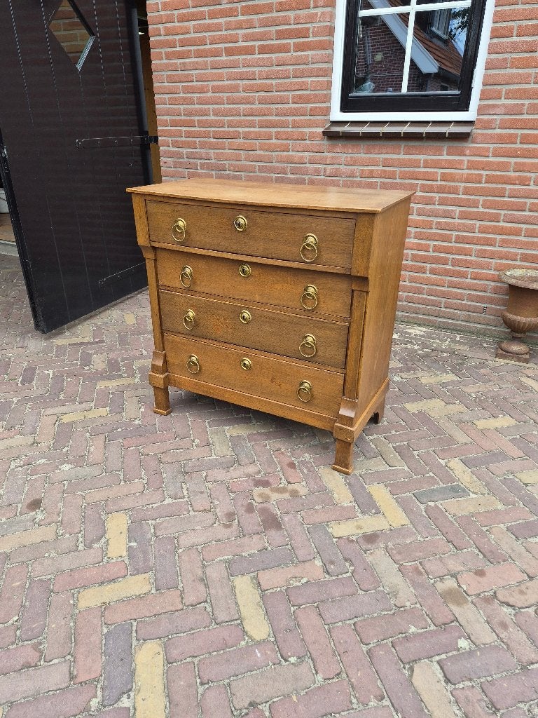 Prachtige Eiken Vier Laden Commode, Antiek en Kunst, Ophalen