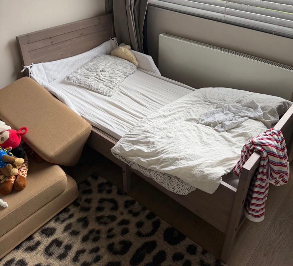 IKEA meegroeibedje inclusief matras -, Eenpersoons, Wit, Ophalen of Verzenden, Zo goed als nieuw