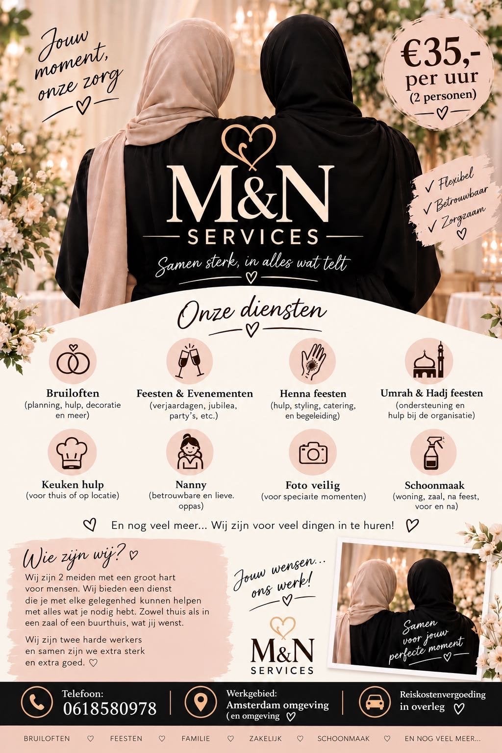 M&N bruiloft,henna,feest,umrah,schoonmaak,fotoveilig,oppas