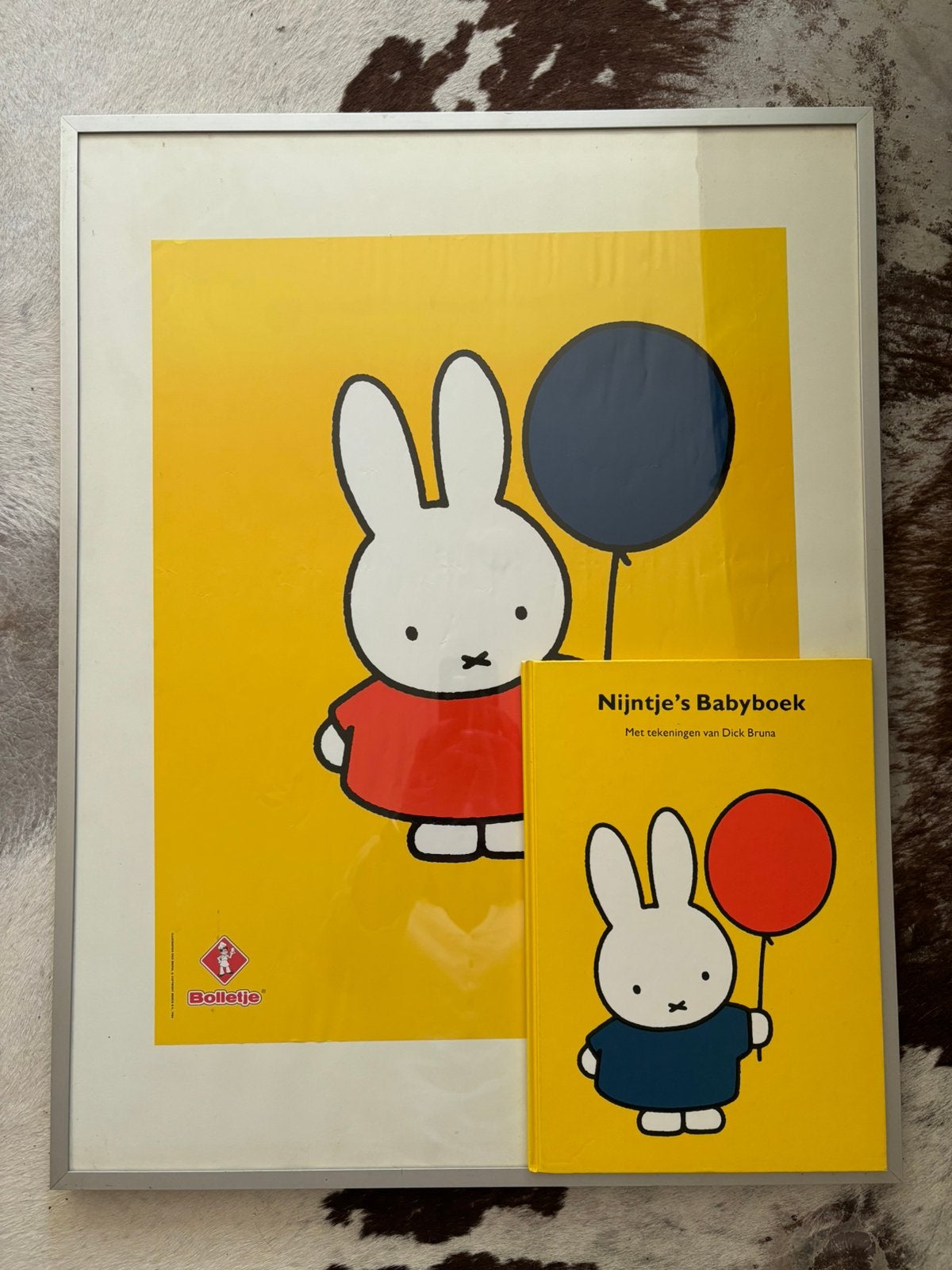 Vintage Nijntje  Bolletje Poster in aluminium lijst, Ophalen of Verzenden