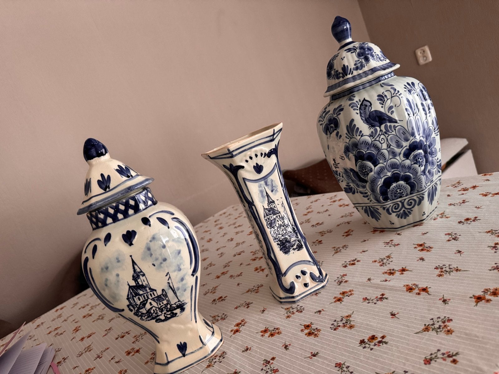 Set van 3 Delfts Blauwe Vazen en Potten, Antiek en Kunst, Antiek | Vazen, Ophalen of Verzenden