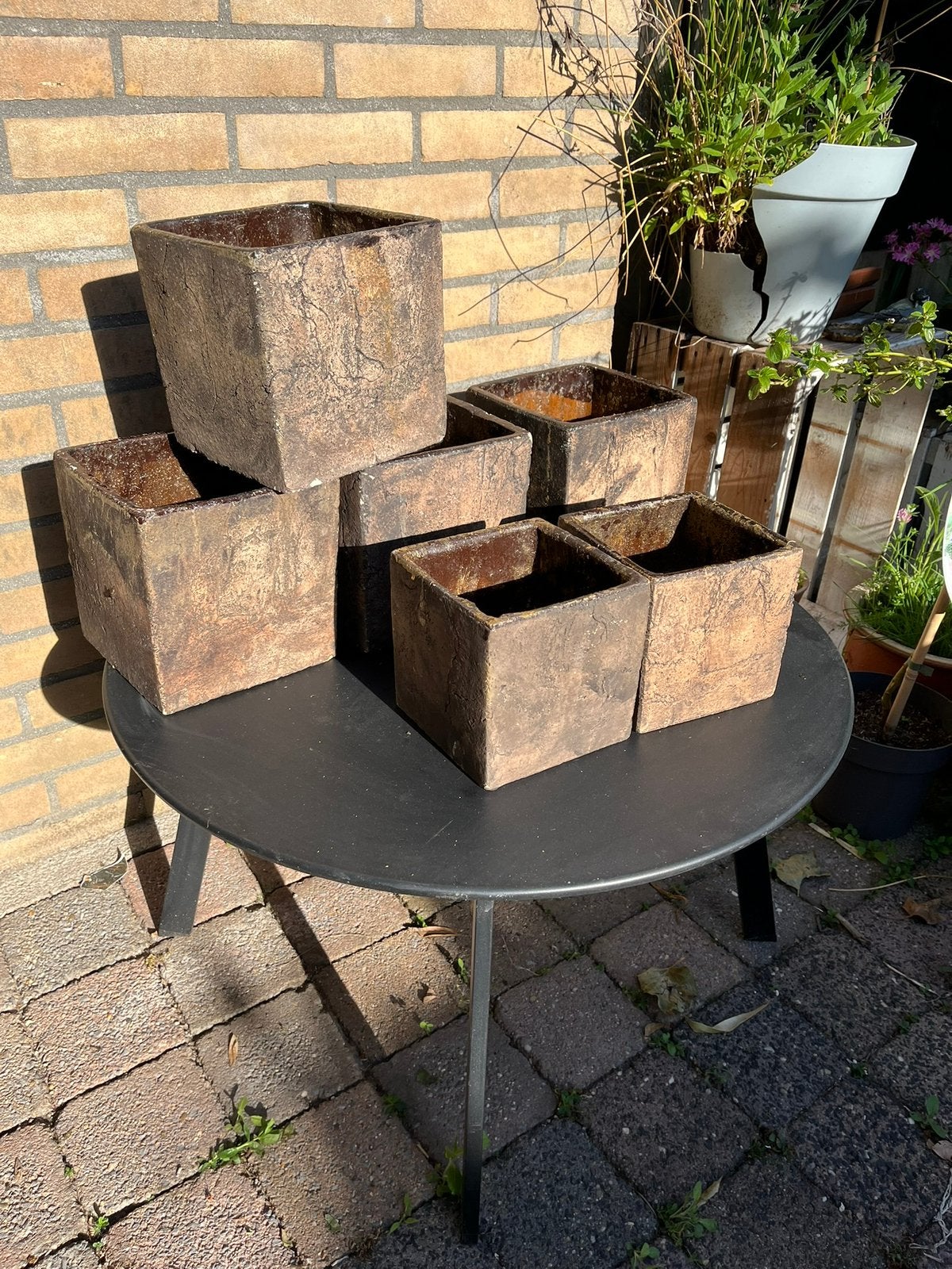 Bloempotten, Ophalen, Steen, Vierkant, Zo goed als nieuw