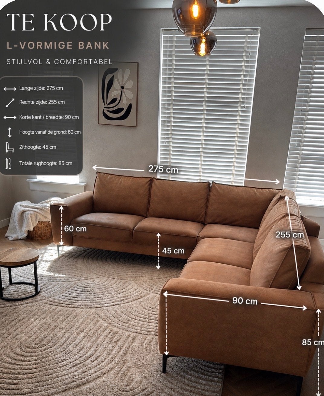L-vormige Hoekbank met fauteuille, Ophalen, Gebruikt, 100 tot 125 cm, Hoekbank
