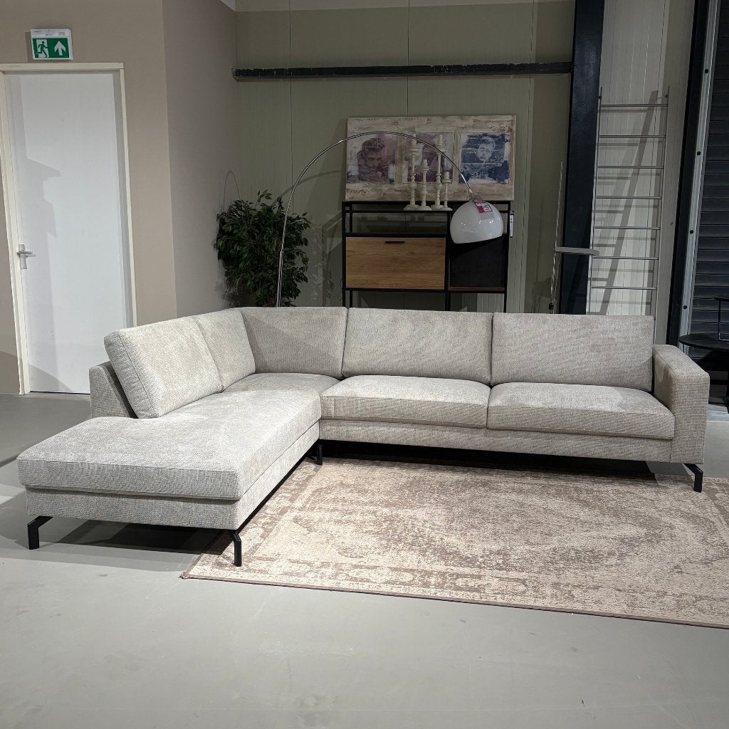 Hoekbank grijs/crème modern 287x223cm, Ophalen, 250 tot 300 cm, Hoekbank, Zo goed als nieuw