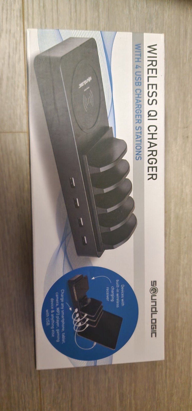 Soundlogic Draadloze Qi Oplader met 4 USB Laadstations, Universeel, Draadloze oplader, Nieuw, Ophalen of Verzenden