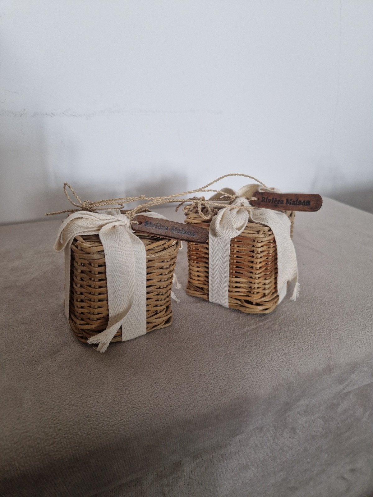 Riviera Maison rieten mandjes - set van 2, Ophalen of Verzenden, Natuurlijk materiaal, Bruin, Landelijk
