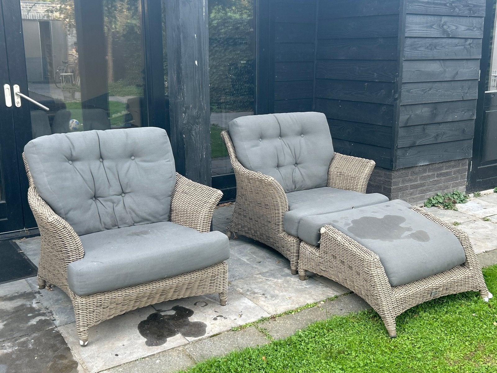 4 Seasons Outdoor loungeset: 2 stoelen + voetenbank, Tuin en Terras, 2 zitplaatsen, Gebruikt, Ophalen of Verzenden, Loungeset