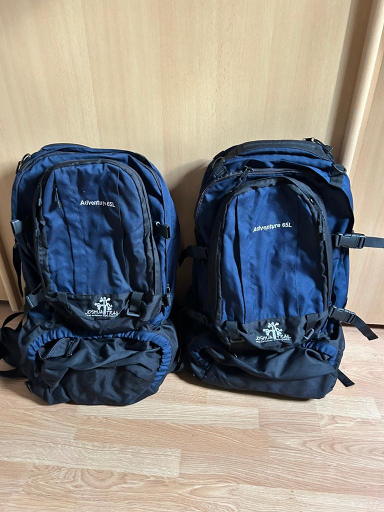 2  Joshua Trail rugzakken 65 liter, 40 cm of meer, Zo goed als nieuw, 60 cm of meer, Ophalen