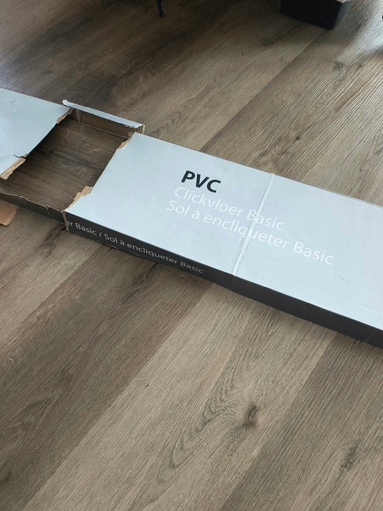 Clickvloer PVC (karwei, warm grijs eiken), Ophalen, Gebruikt, Grijs, 50 tot 75 m²