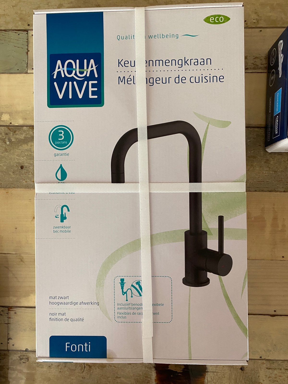 Aqua Vive keukenmengkraan Fonti zwart eco, Doe-het-zelf en Verbouw, Sanitair, Ophalen of Verzenden, Nieuw, Chroom, Kraan
