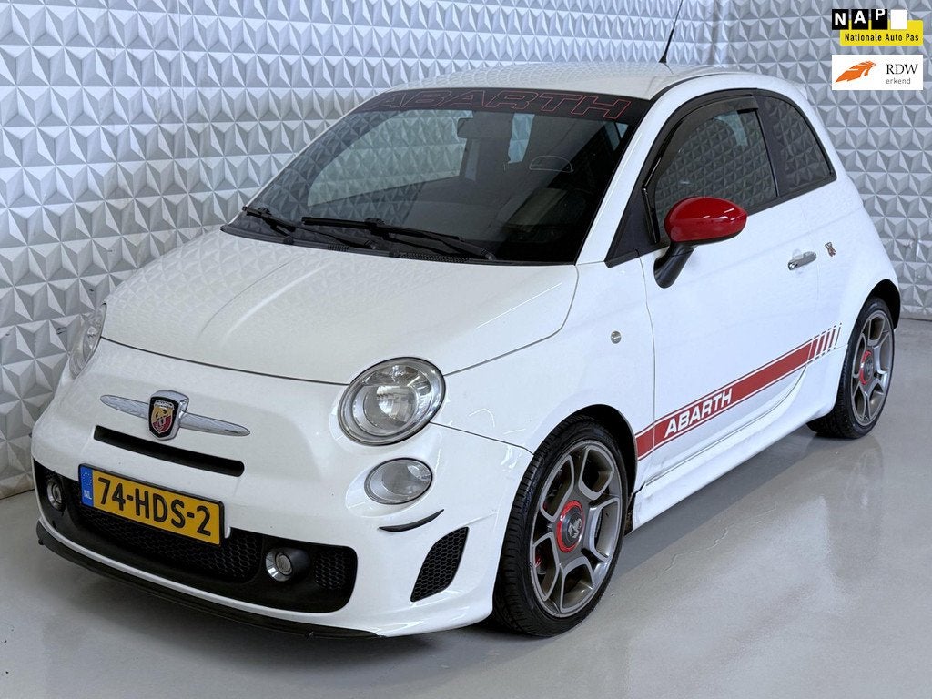 Fiat 500 1.4-16V Abarth Origineel NL-AUTO / 176.000km (2008), Voorwielaandrijving, Zwart, 4 cilinders, Wit