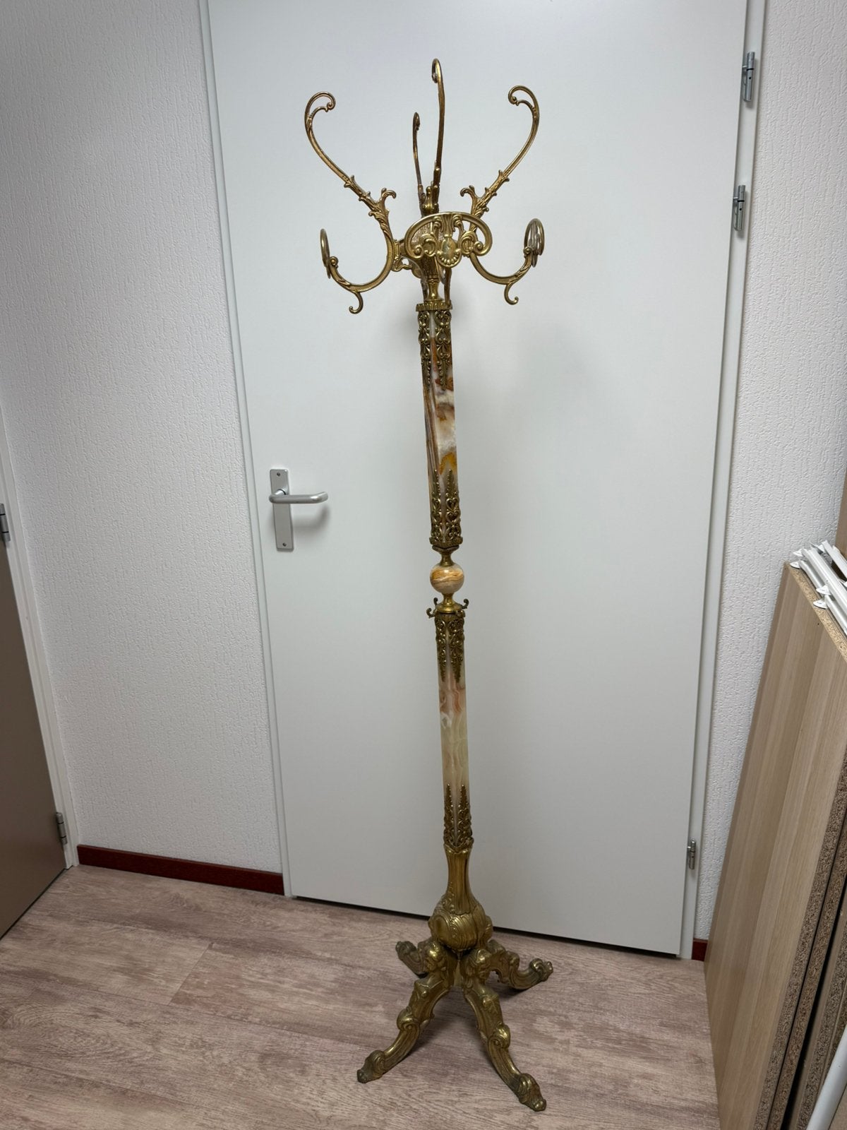 Prachtige vintage kapstok marmer messing, Zo goed als nieuw, Minder dan 100 cm, Metaal, Ophalen