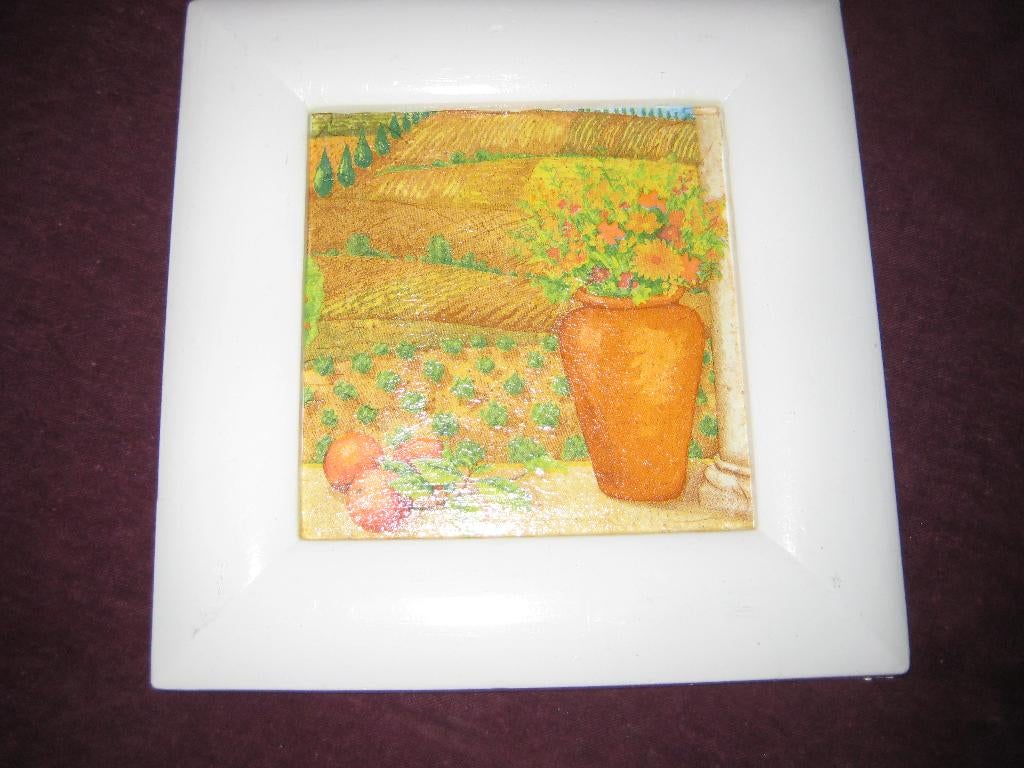Bild in servetten-techniek met bloemen, Ophalen of Verzenden, Zo goed als nieuw, Decoratieobject