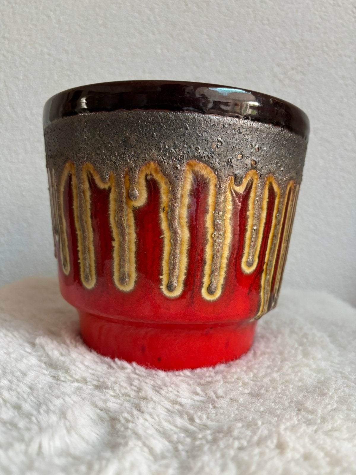 Fat lava bloempot Fohr Keramik West-Germany 14,5x16 cm, Tuin en Terras, Bloempotten, Rond, Ophalen of Verzenden, Zo goed als nieuw