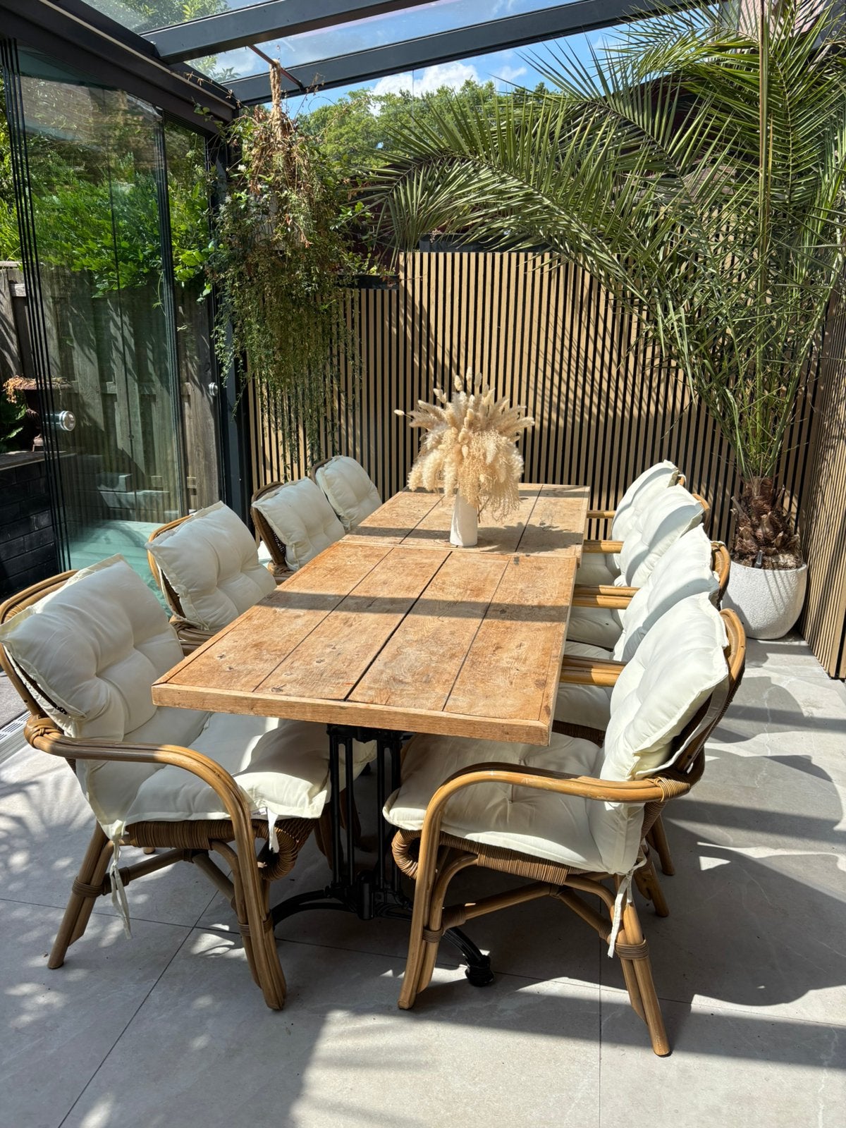 Zware kwaliteit terras set met gietijzeren onderstel, Tuin en Terras, Tuinsets en Loungesets, Ophalen, Overige materialen, Gebruikt