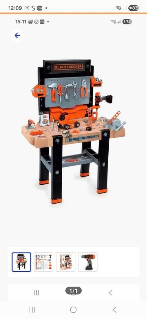 Black+Decker Werkbank voor jongens met extra spulletjes, Ophalen of Verzenden, Gebruikt, Bouwen