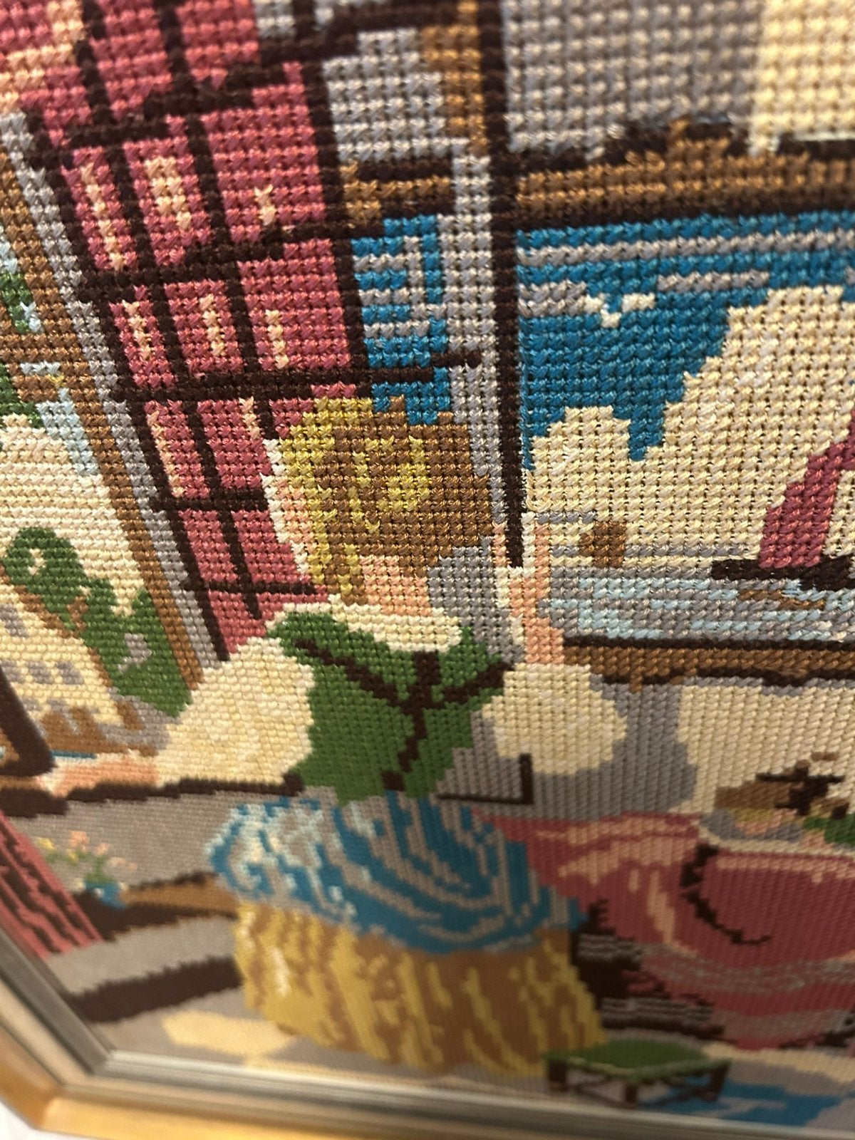 Mooi twee vintage geborduurd muur schilderen, Ophalen of Verzenden, Handborduren