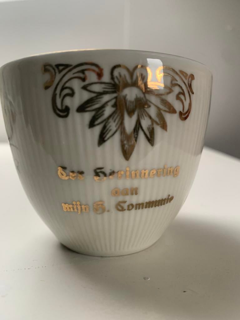 1e communie kop, schotel en bord, Ophalen of Verzenden