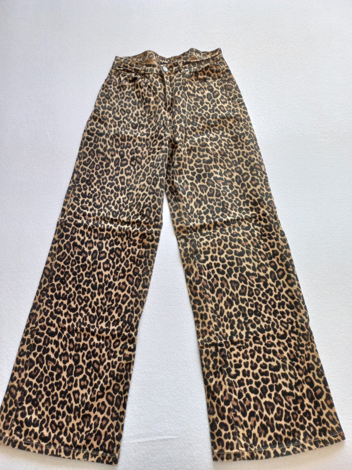 Sisters Point panterprint wide leg high waist broek L, Kleding | Dames, Meerkleurig, Maat 42/44 (L), Sisters Point, Ophalen of Verzenden