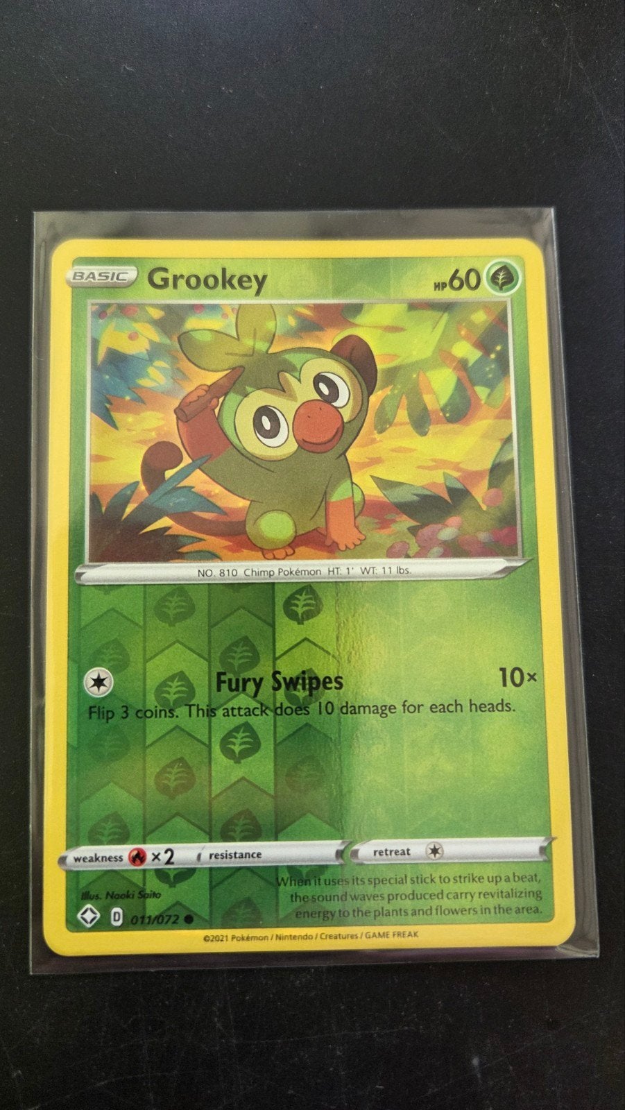 Grookey 011/072 Reverse Holo - Shining Fates, Hobby en Vrije tijd, Verzamelkaartspellen | Pokémon, Verzenden, Zo goed als nieuw
