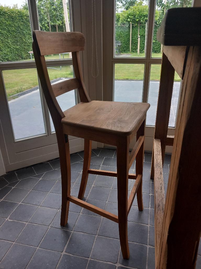7 landelijke barkrukken krukken/ oud reclaimed teak, Huis en Inrichting, Ophalen, 5 krukken of meer, Met voetsteun, Zo goed als nieuw