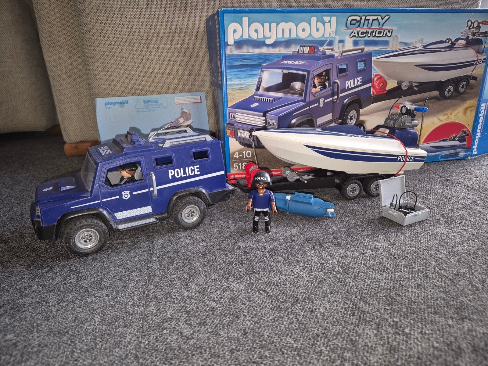 Playmobil City Action Politie Truck met Speedboot (5187), Complete set, Voertuig, Ophalen of Verzenden, Zo goed als nieuw