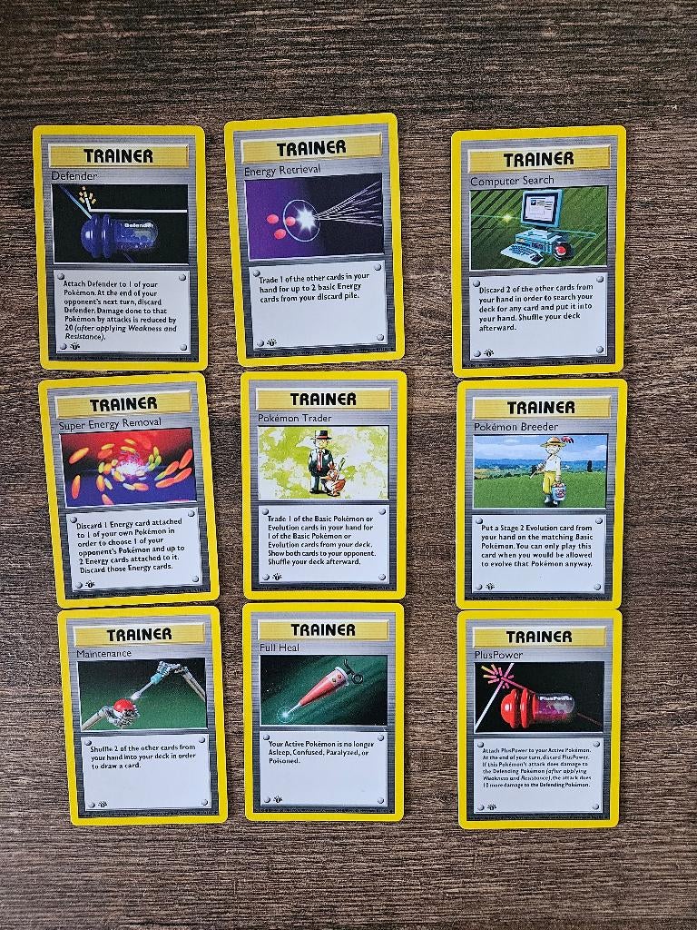 Pokemon 1st edition trainers (9 stuks), Ophalen of Verzenden, Zo goed als nieuw, Losse kaart