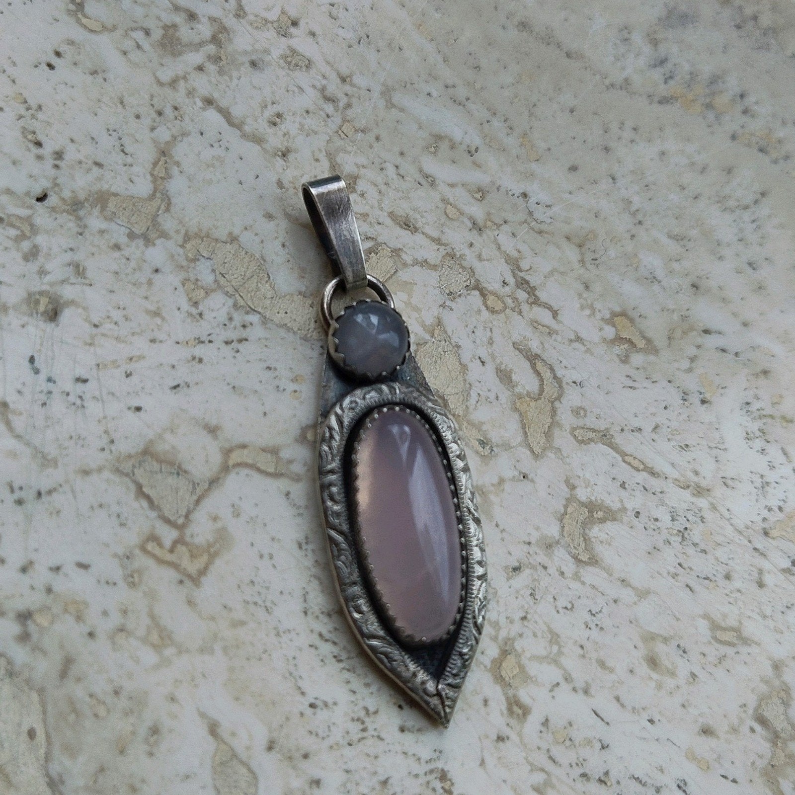 Handgemaakte Rozenkwarts Hanger Sterling Zilver, Nieuw, Ophalen of Verzenden, Roze, Met edelsteen