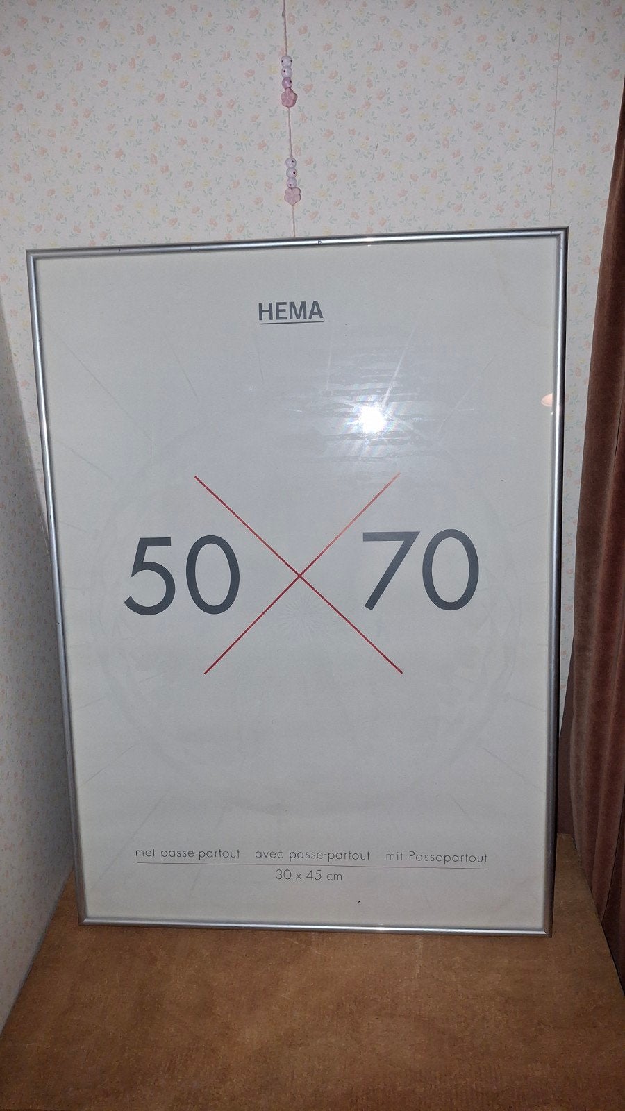 Hema fotolijst 50 x 70 cm kunststof lijst, Ophalen, Hangend, Grijs, Standaard fotolijst