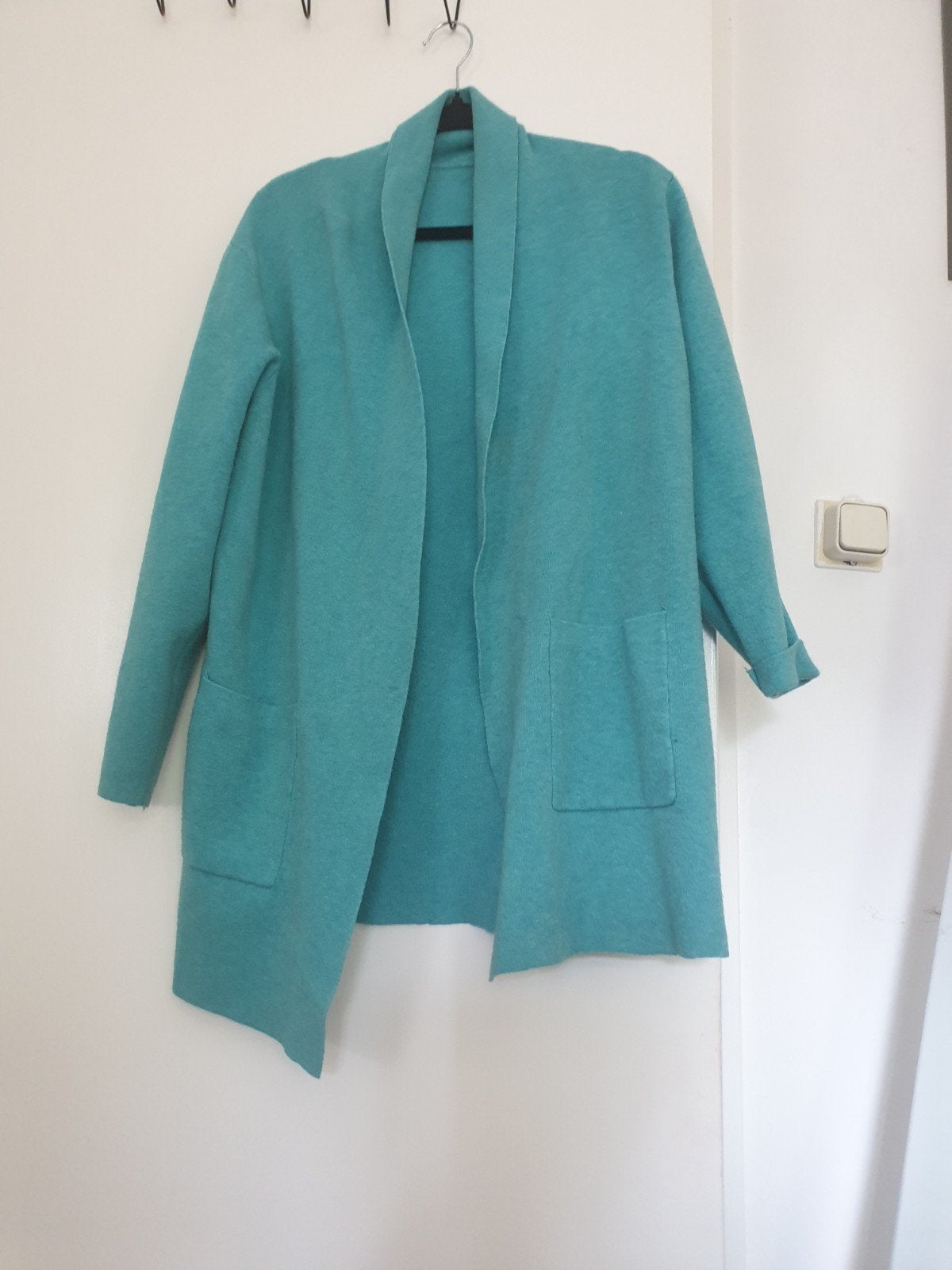 Turquoise vest met open voorkant en zakken, Kleding | Dames, Truien en Vesten, Groen, Ophalen, Maat 38/40 (M), Onbekend