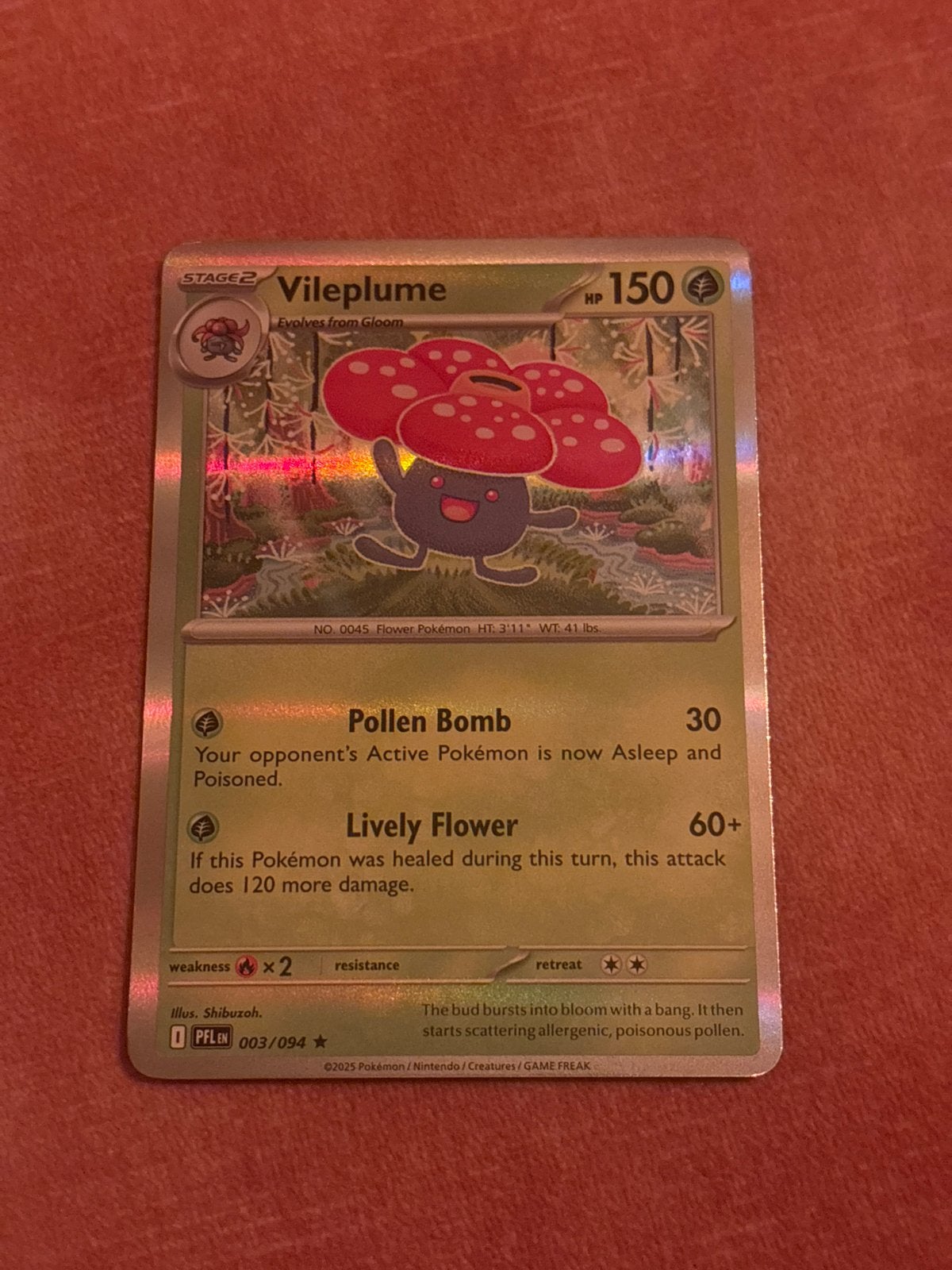 Vileplume 003/094 Phantasmal Flames Holo Pokémon Kaart, Ophalen of Verzenden, Zo goed als nieuw, Losse kaart, Foil