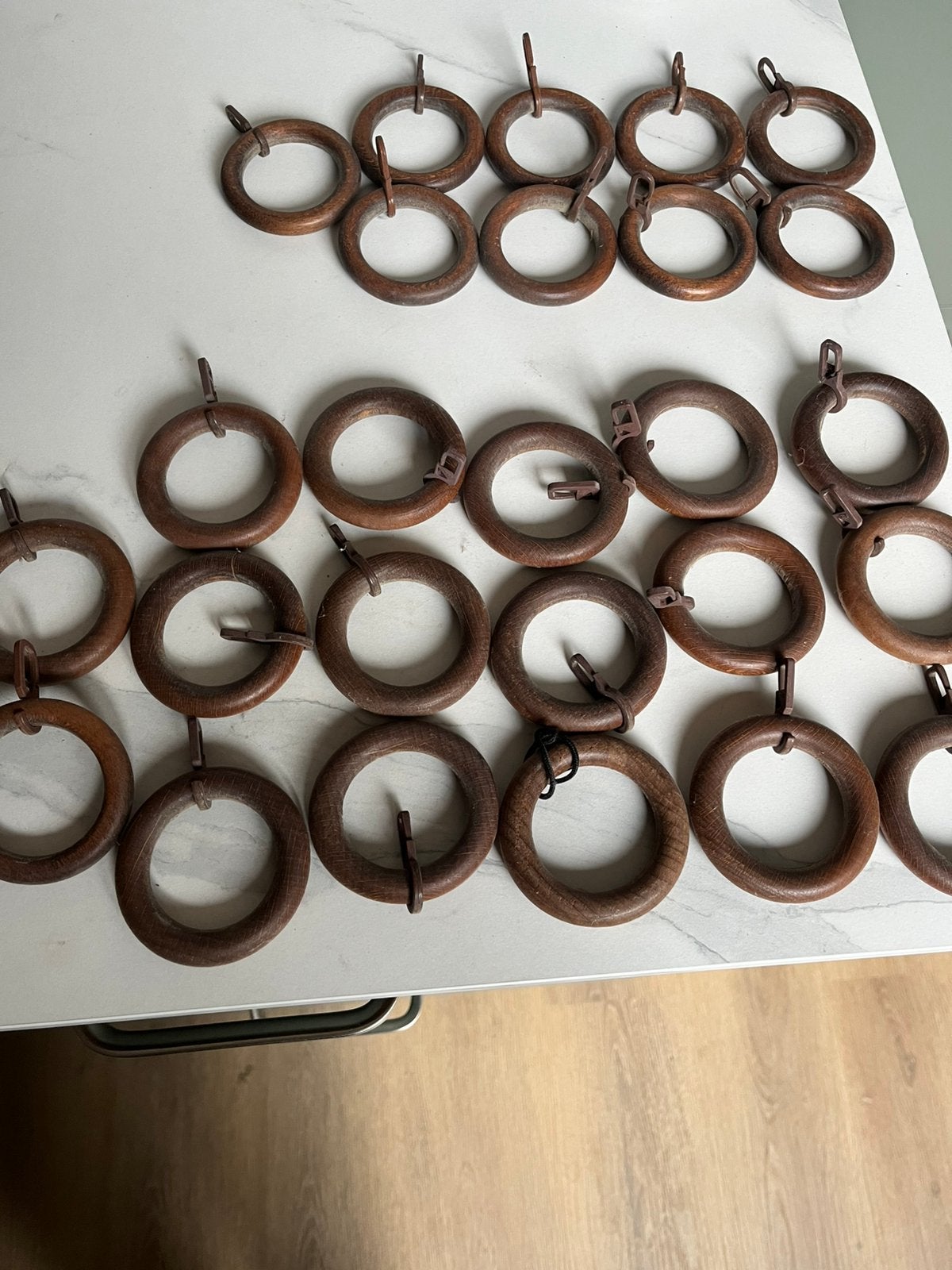 Gordijnringen voor roede, Ophalen, Gebruikt, Hout
