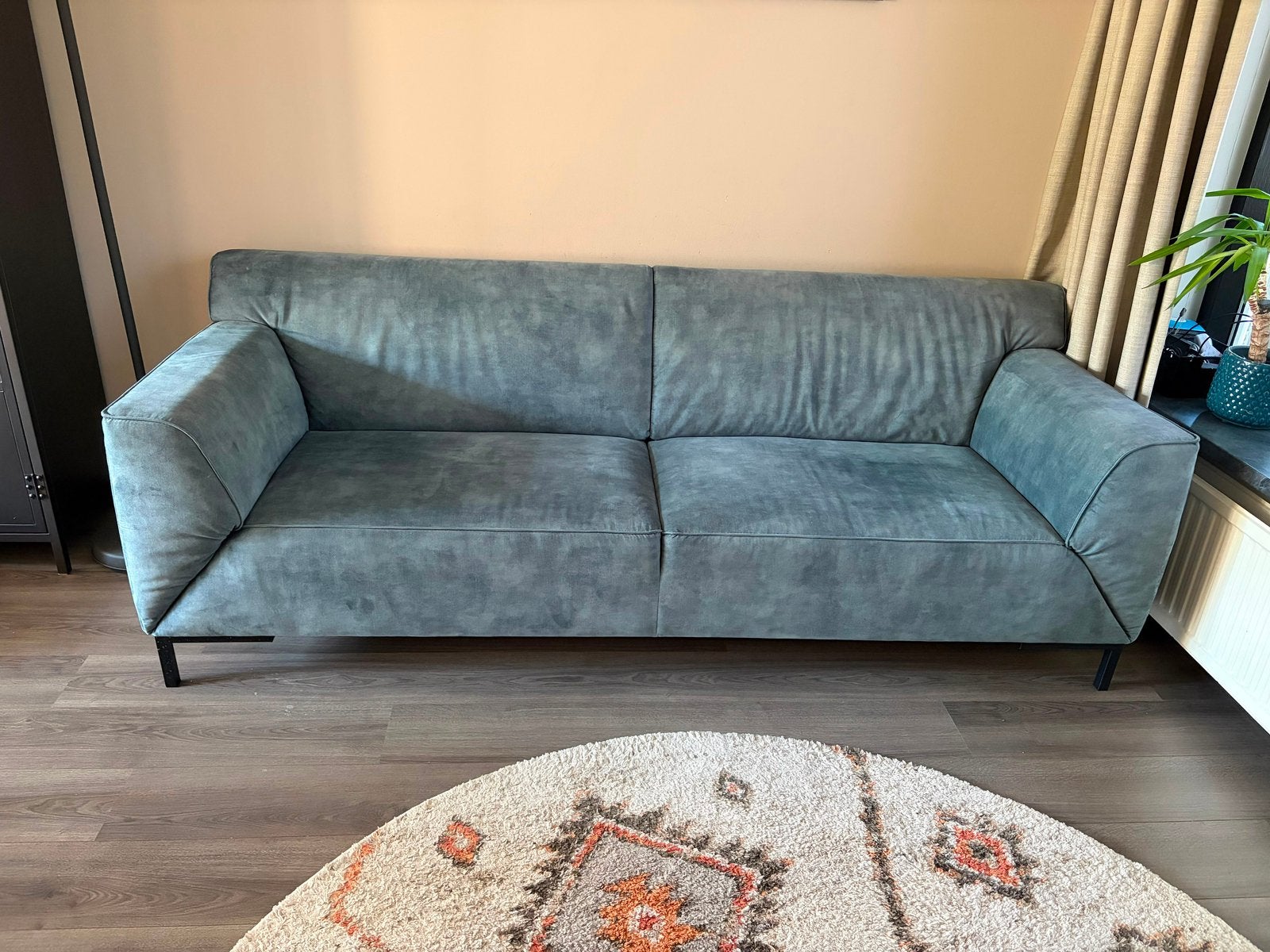 3-zitsbank Natal — stof Niagara 158, zwarte poot (230 cm), Ophalen, Driepersoons, 75 tot 100 cm, Zo goed als nieuw